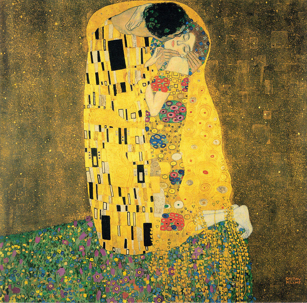 Gustav Klimt (1862–1918): A Csók (1908–09 olaj, vászon, 180×180 cm)