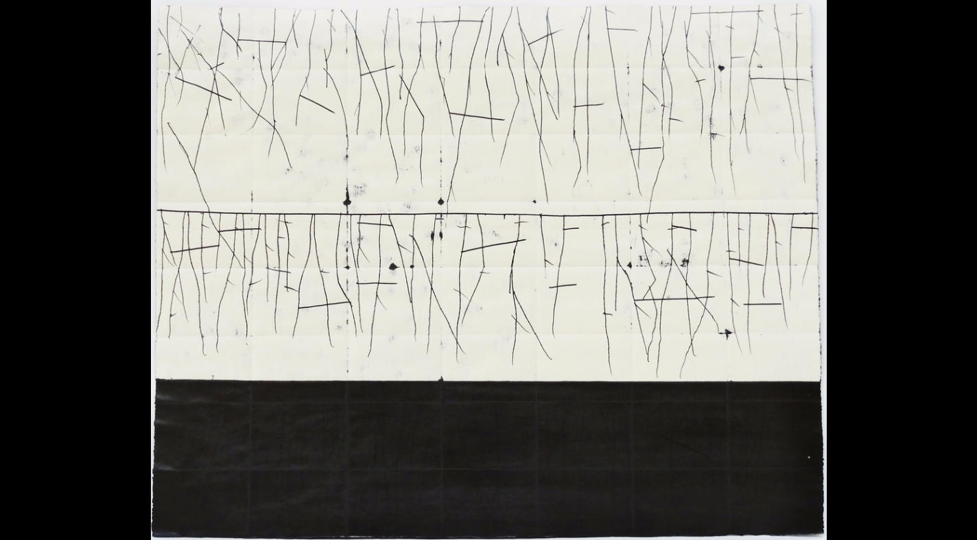 Hanns Schimansky: [Cím nélkül], 2014, tus, papír, 27×65,7 cm  Forrás: Artsy