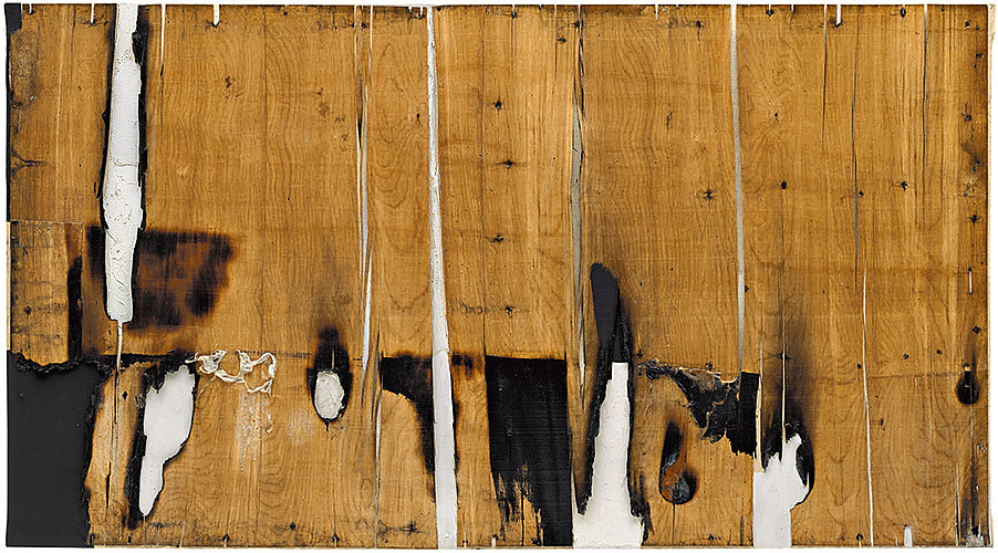 Alberto Burri: Legno e bianco 1 (1956, 87,7×159 cm)